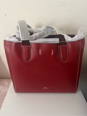 New Coach Red Leather derby Tote